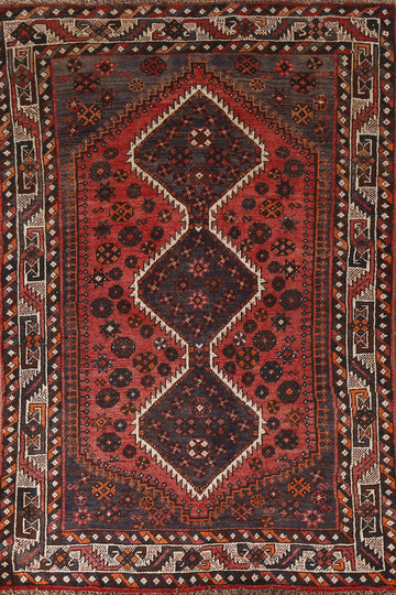 Vegetable Dye Wool Qashqai Persian Rug 4x7