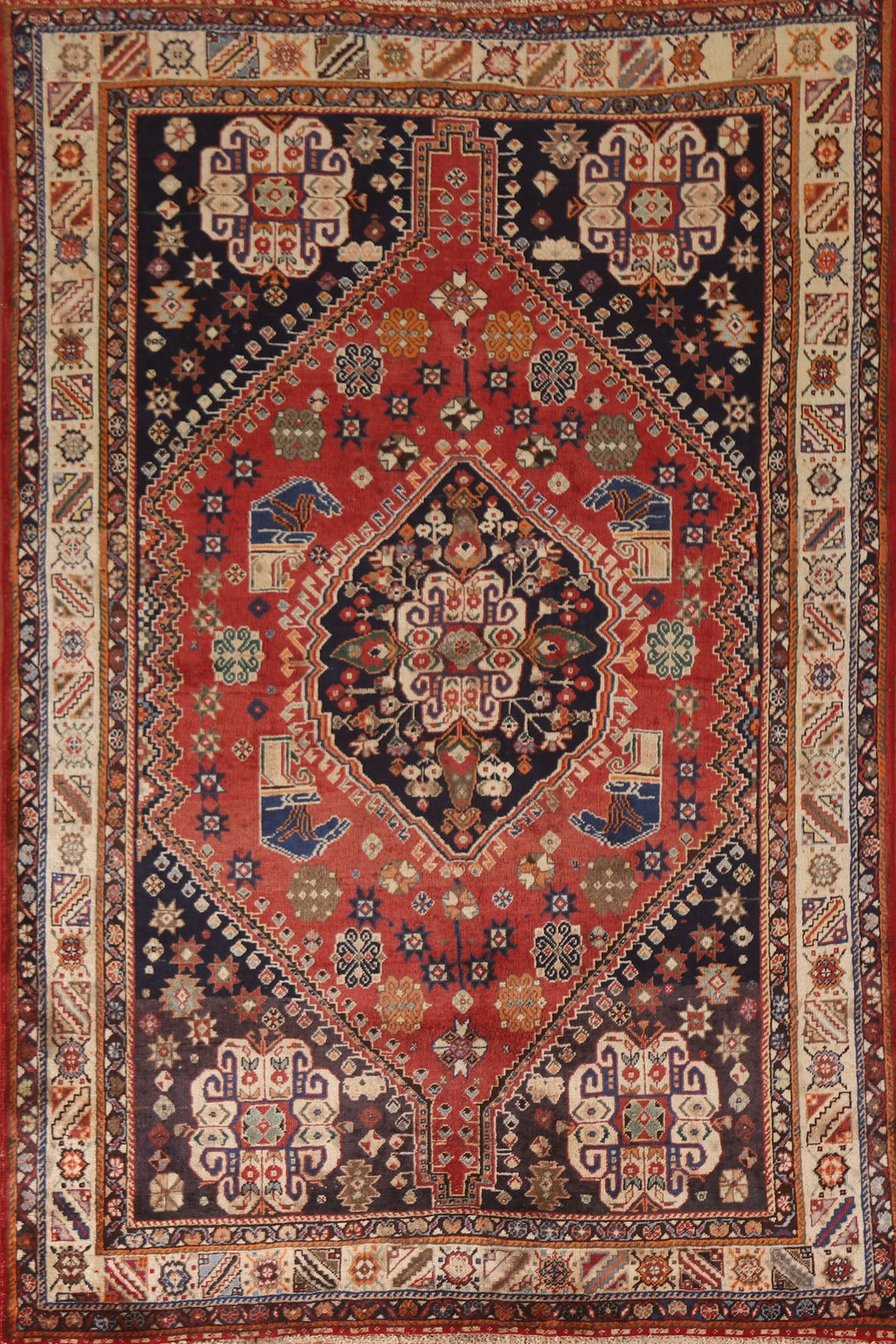 Vegetable Dye Shiraz Kashkoli Persian Area Rug 5x8