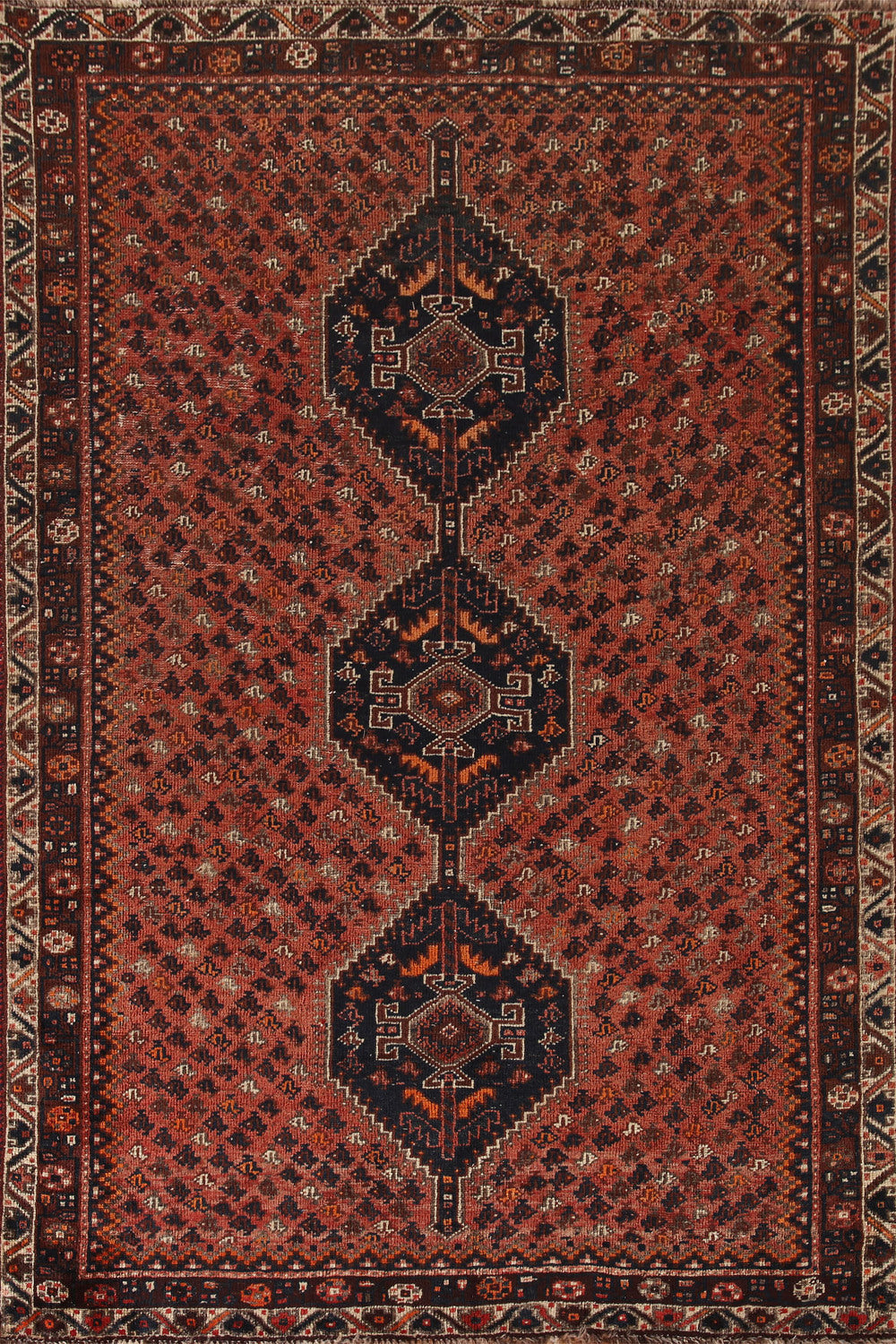 Antique Vegetable Dye Qashqai Persian Area Rug 6x9