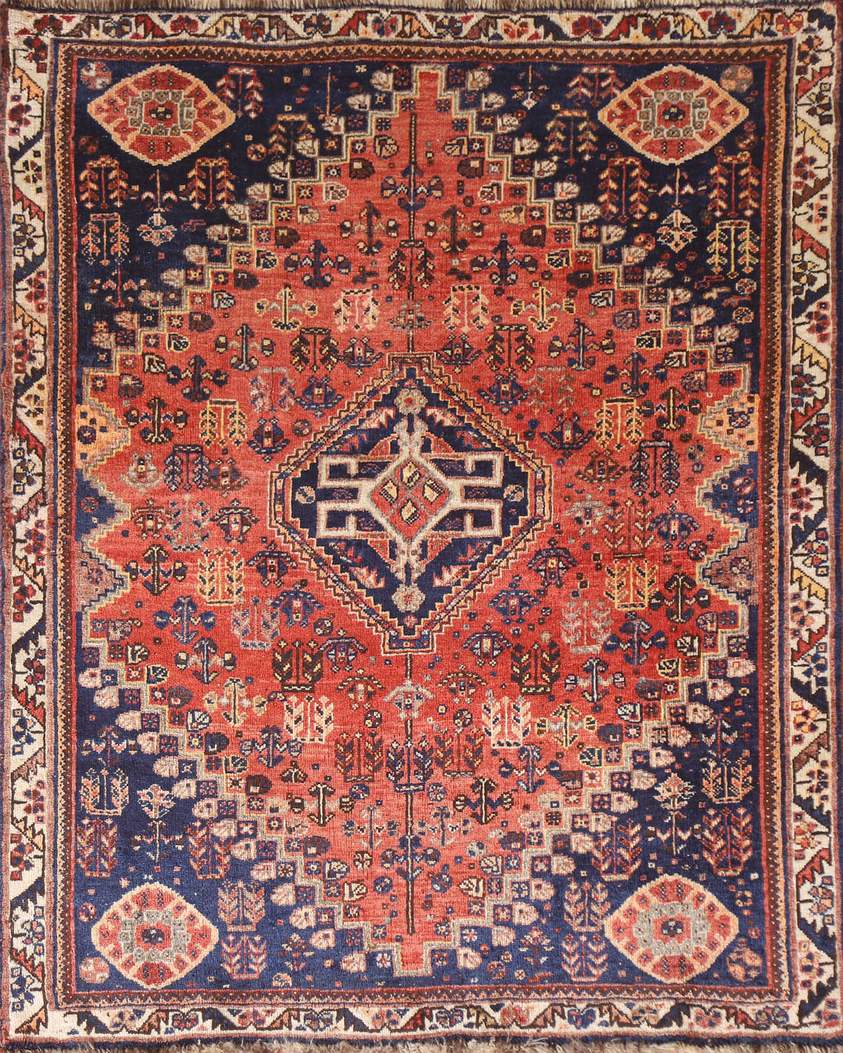 Vegetable Dye Shiraz Persian Rug 4x5