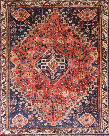Vegetable Dye Shiraz Persian Rug 4x5