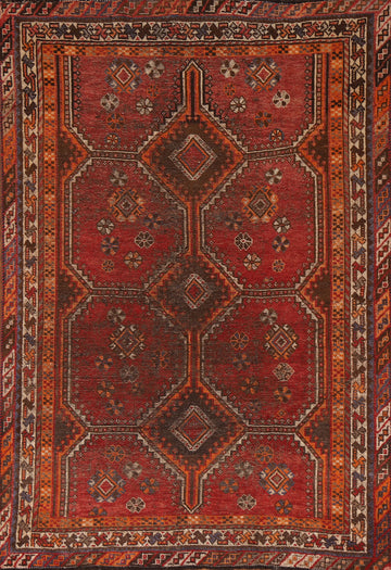 Pre-1900 Vegetable Dye Qashqai Persian Area Rug 5x8