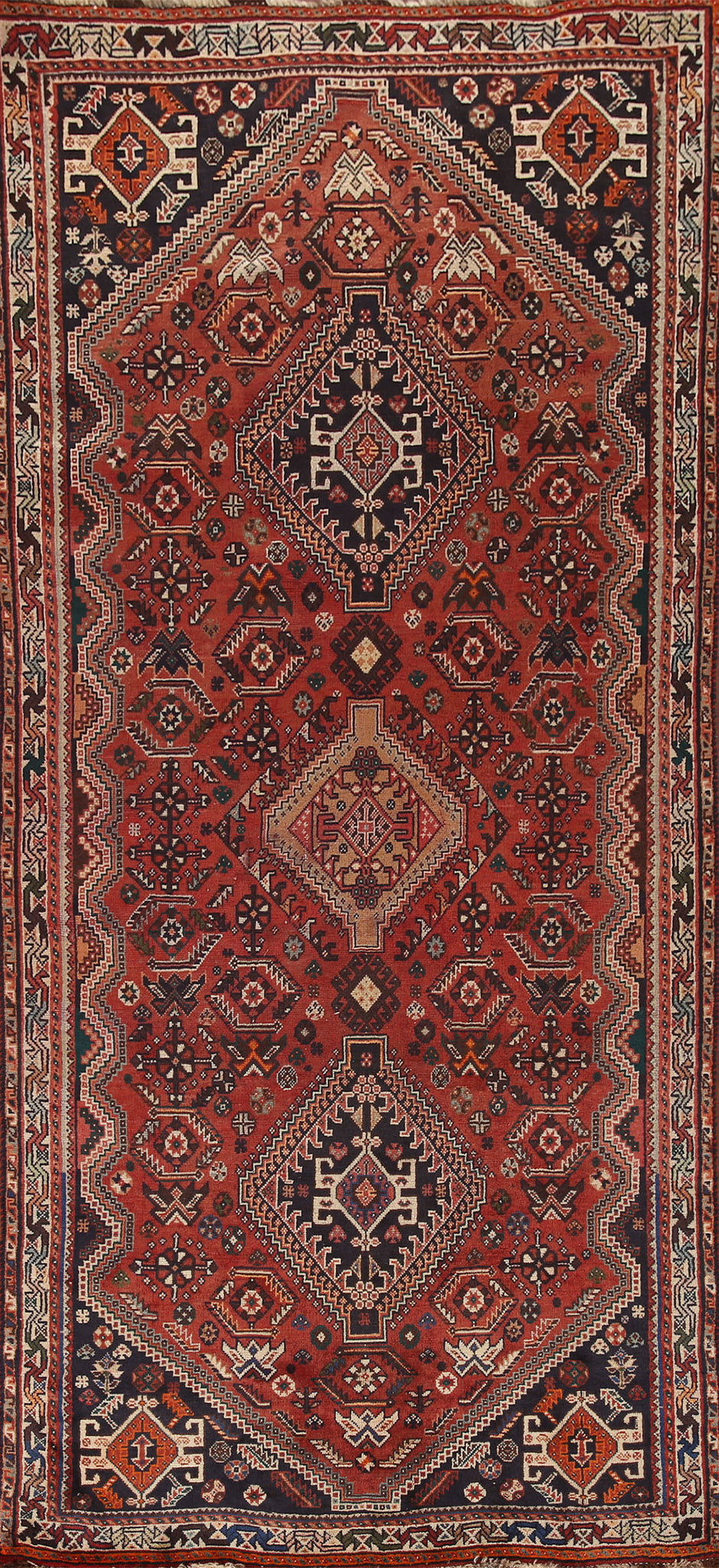 Vegetable Dye Shiraz Persian Runner Rug 4x9