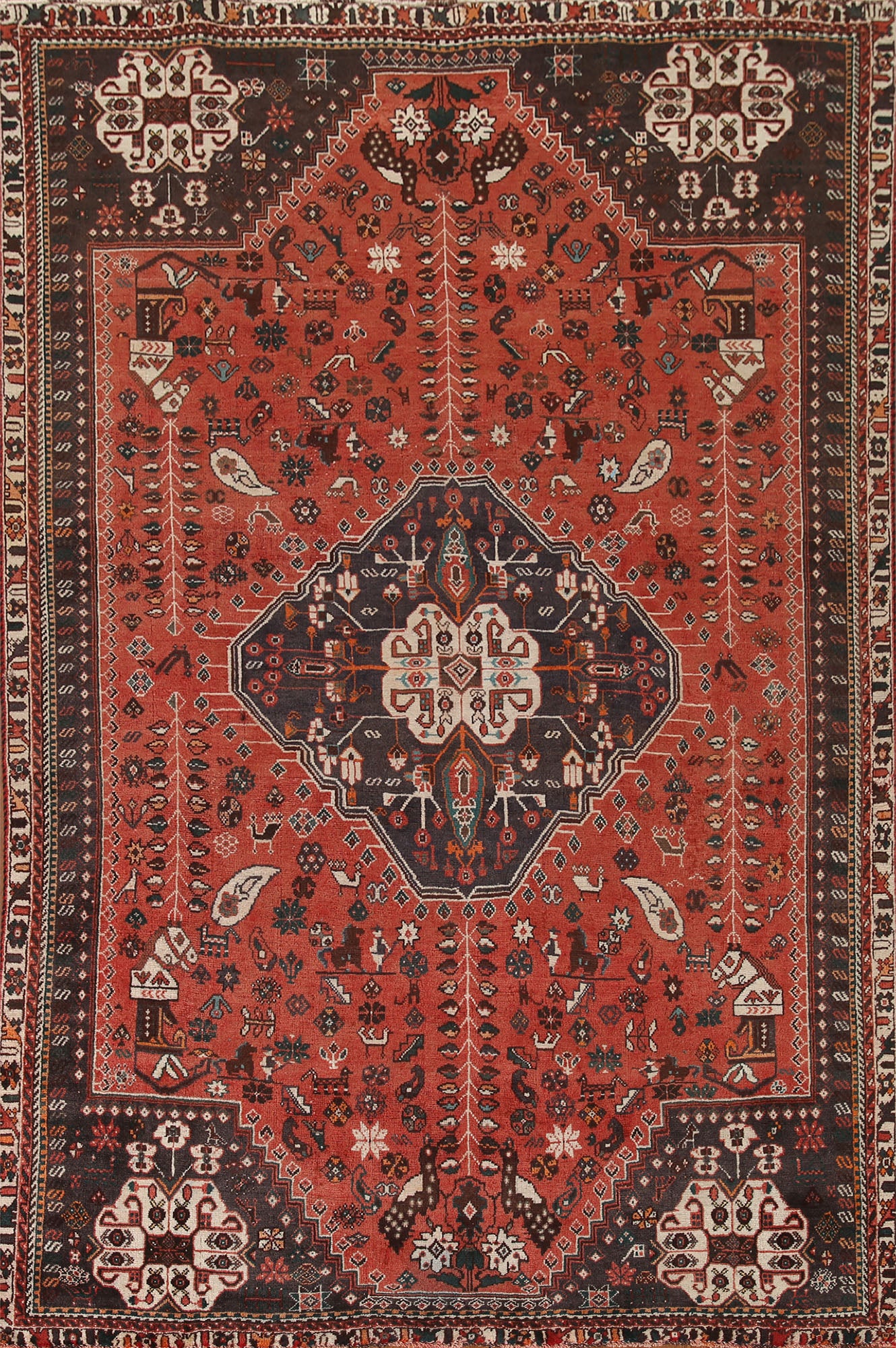 Vegetable Dye Shiraz Persian Area Rug 6x9