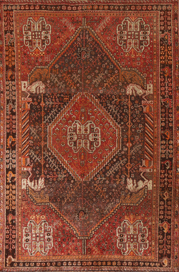 Antique Vegetable Dye Shiraz Persian Area Rug 5x8