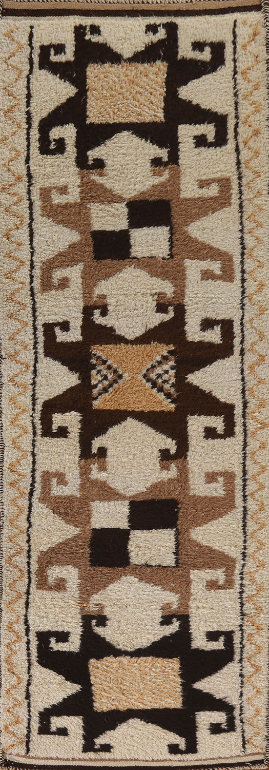 Vegetable Dye Kurdish Wool Turkish Runner Rug 3x11