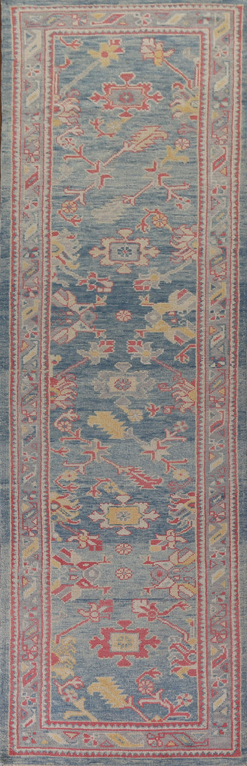 Vegetable Dye Oushak Turkish Runner Rug 3x13