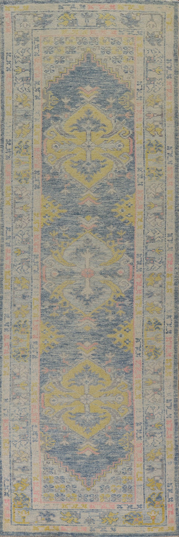 Vegetable Dye Oushak Turkish Runner Rug 3x12