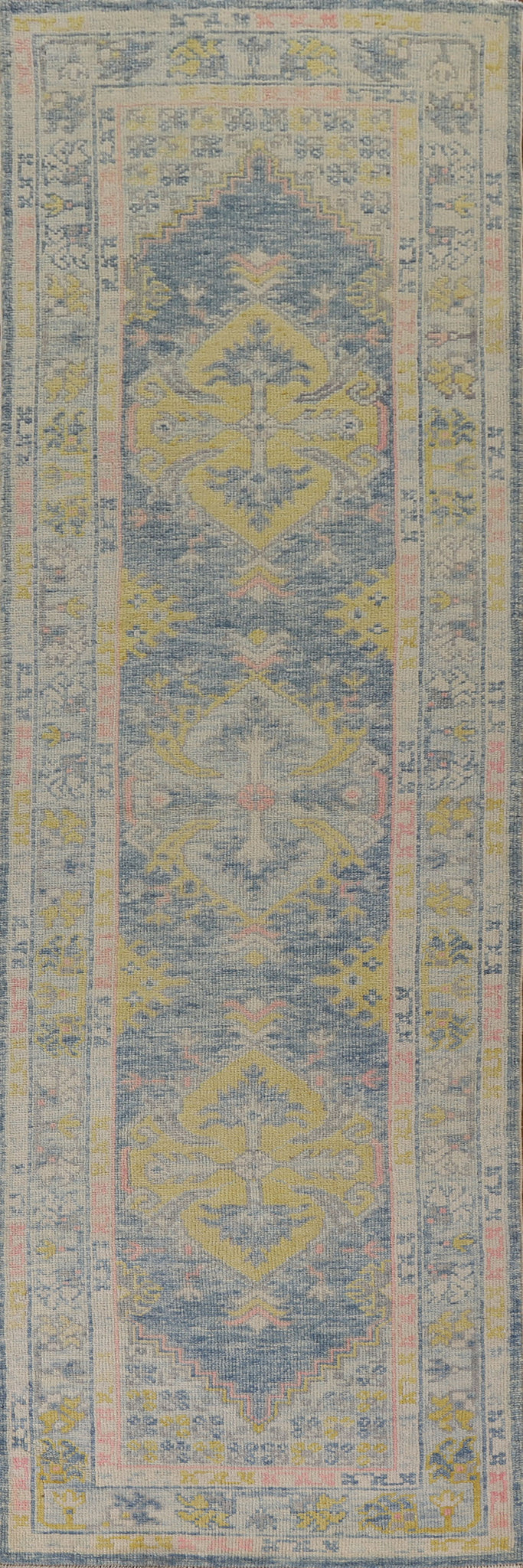 Vegetable Dye Oushak Turkish Runner Rug 3x12