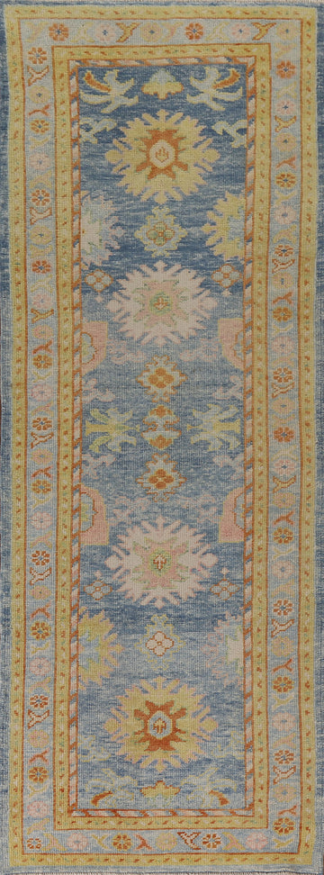 Vegetable Dye Oushak Turkish Runner Rug 3x11