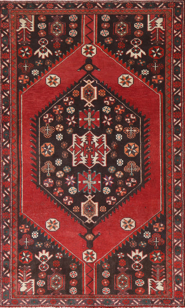 Vintage Wool Hamedan Persian Rug 4x7