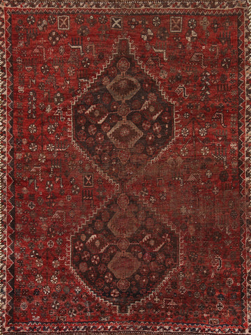 Pre-1900 Antique Qashqai Persian Rug 4x5