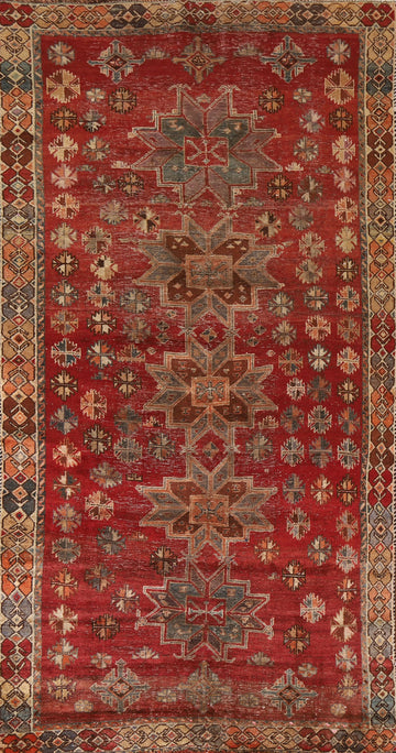 Antique Geometric Shiraz Persian Runner Rug 4x9