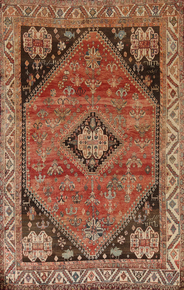 Antique Geometric Shiraz Persian Area Rug 5x8