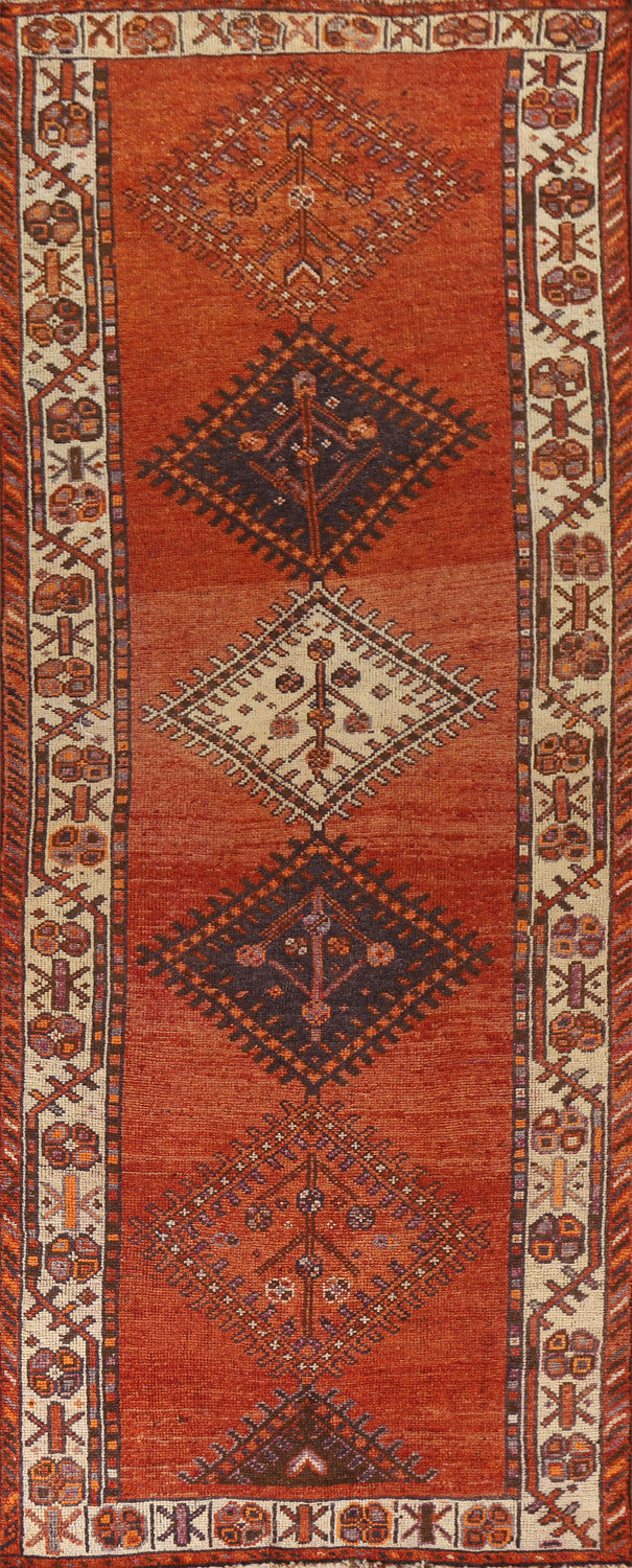 Geometric Wool Qashqai Persian Runner Rug 4x13
