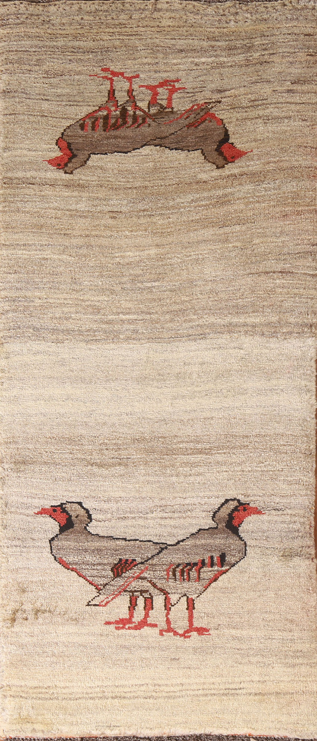 Animal Pictorial Gabbeh Persian Runner Rug 3x7