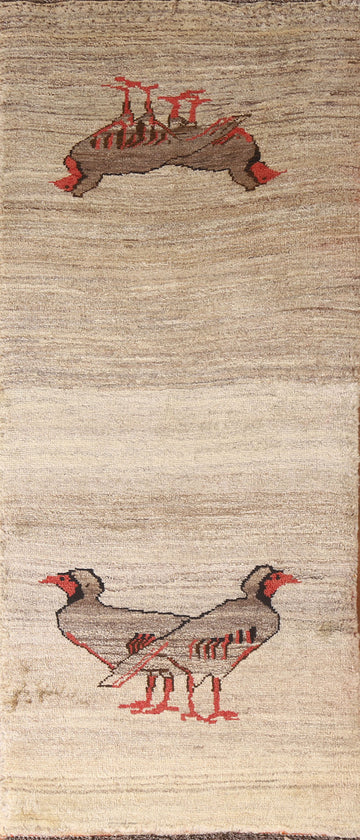 Animal Pictorial Gabbeh Persian Runner Rug 3x7
