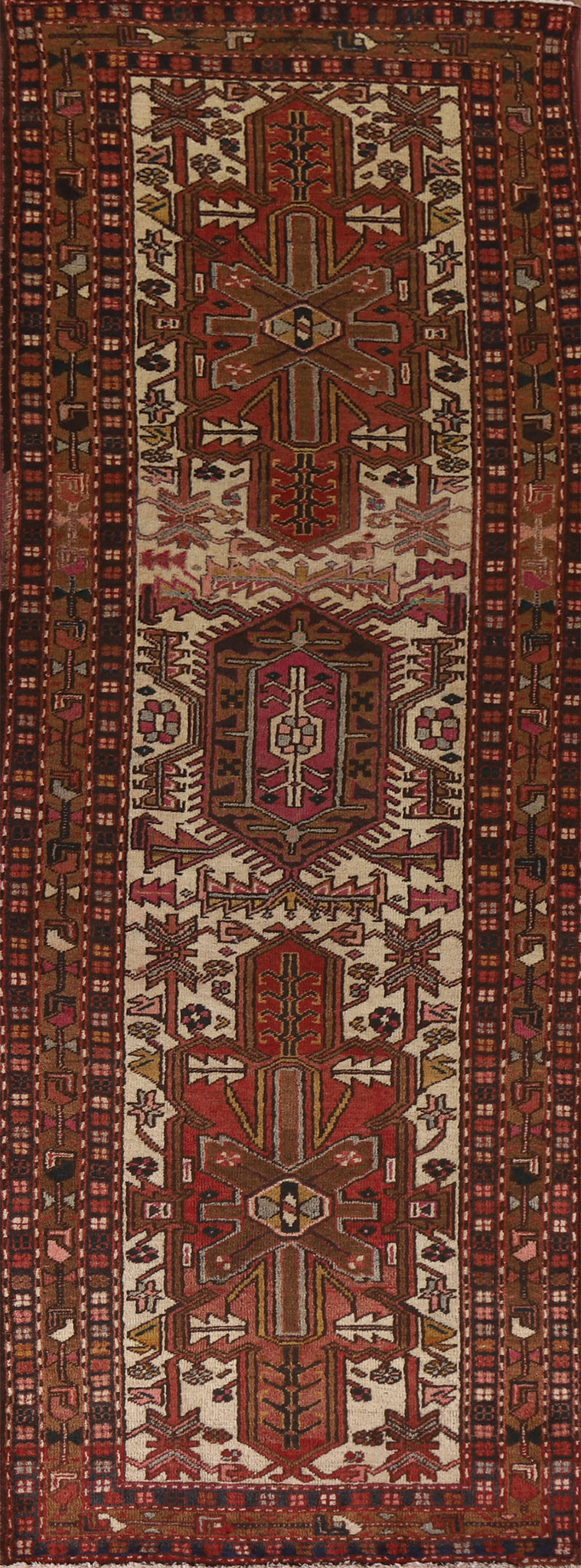 Geometric Heriz Serapi Persian Runner Rug 3x11