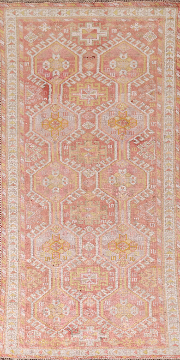 Tribal Pink Gabbeh Persian Runner Rug 4x9