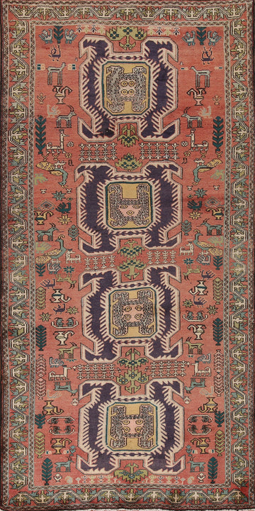Tribal Animals Meshkin Persian Runner Rug 4x9