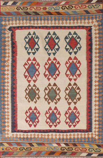 Vegetable Dye Kilim Qashqai Persian Rug 4x7