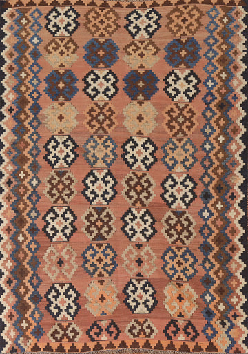 Geometric Kilim Qashqai Persian Rug 5x7