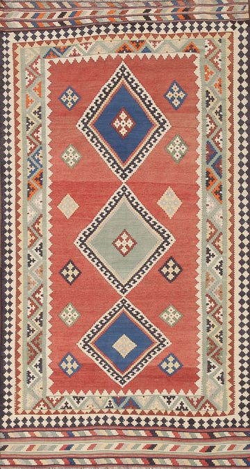 Antique Kilim Qashqai Vegetable Dye Persian Rug 5x10
