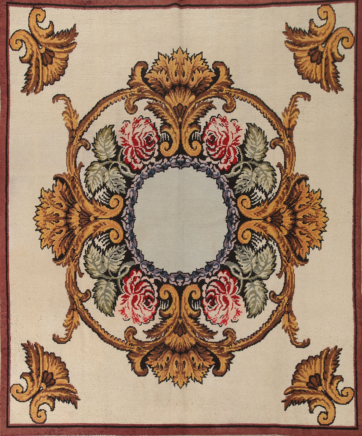 Vintage Wool Aubusson Oriental Rug 8x9