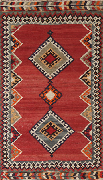 Vegetable Dye Kilim Qashqai Persian Rug 4x8