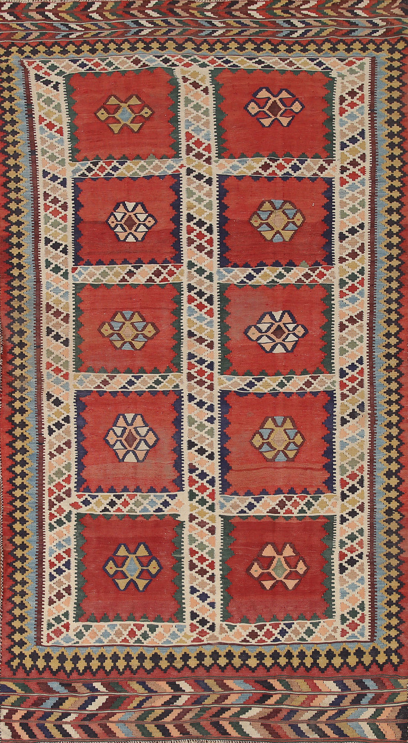 Antique Vegetable Dye Kilim Qashqai Persian Rug 5x9