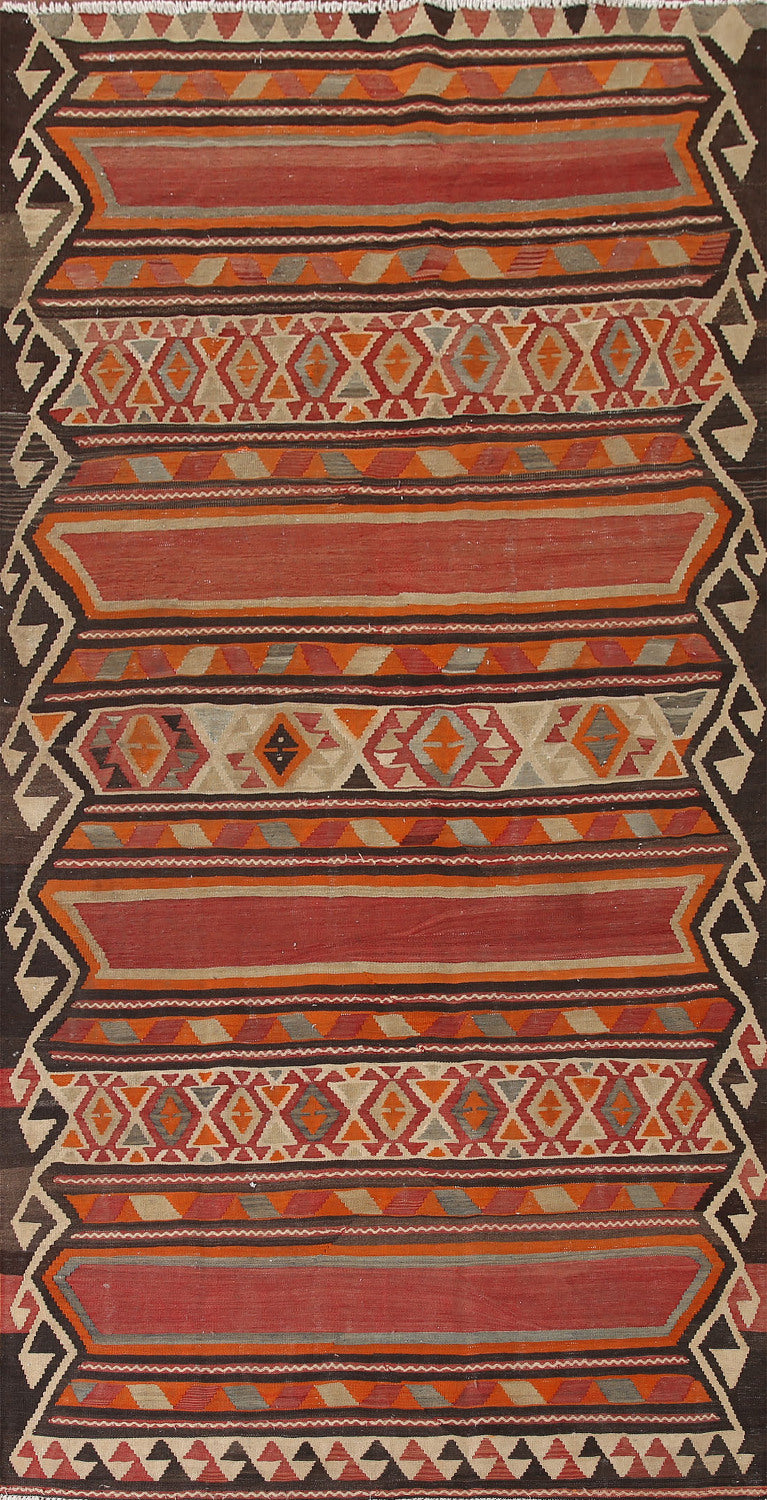 Antique Vegetable Dye Kilim Qashqai Persian Rug 5x11
