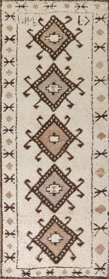 Plush Geometric Anatolian Turkish Runner Rug 4x11