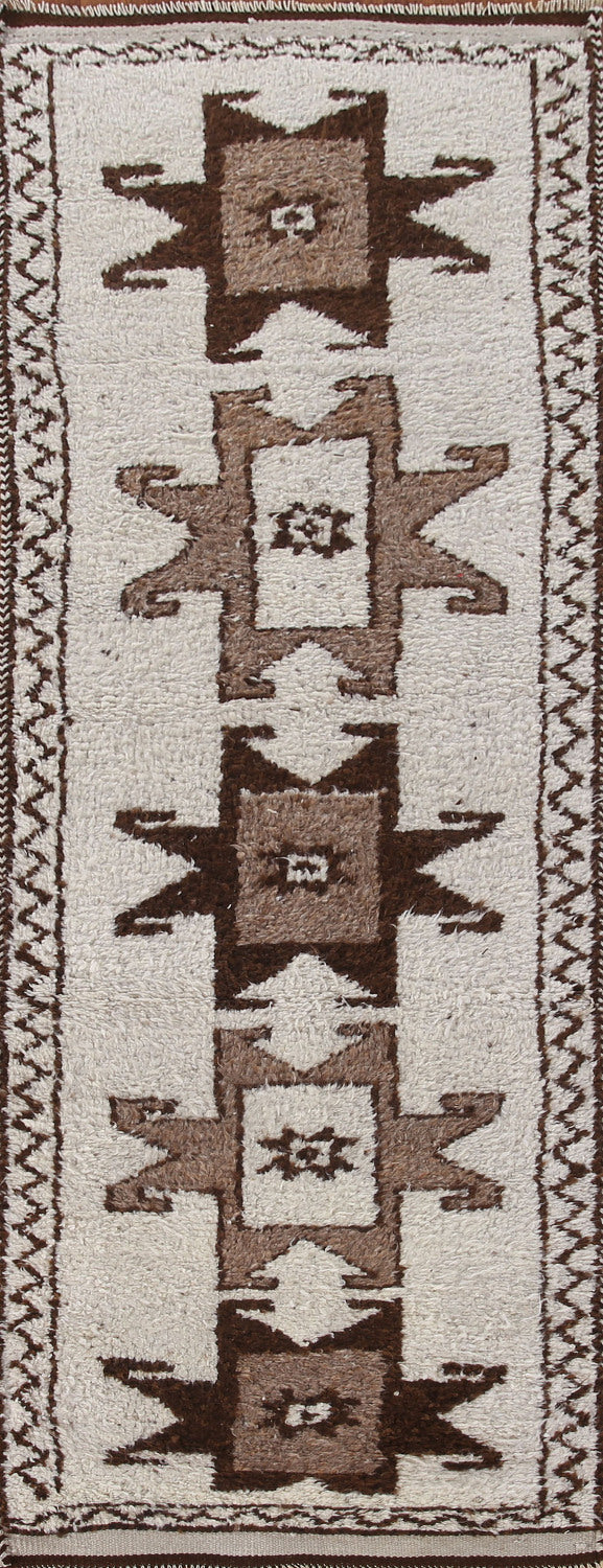 Natural Dye Anatolian Oriental Runner Rug 3x11