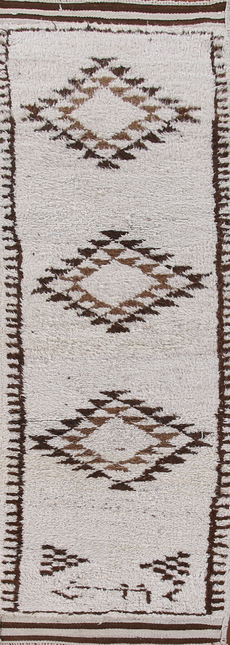 Geometric Wool Anatolian Turkish Runner Rug 3x11