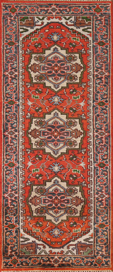 Geometric Heriz Indian Runner Rug 3x8