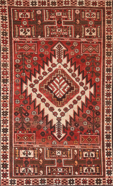 Tribal Wool Qashqai Persian Rug 4x7