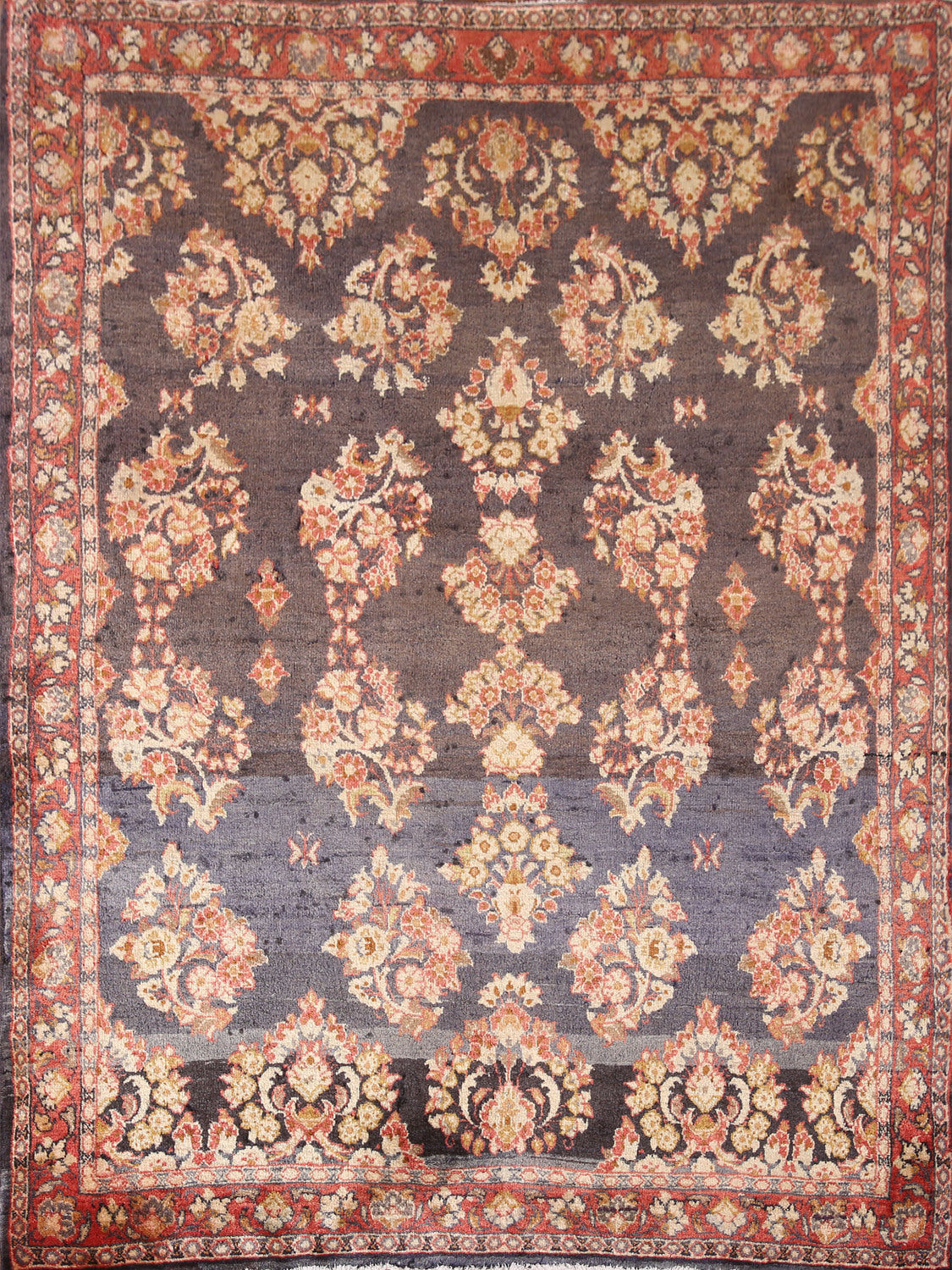 All-Over Floral Sarouk Persian Rug 4x5