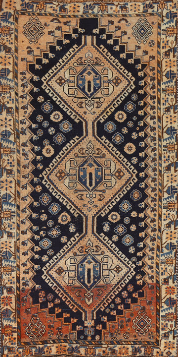 Tribal Wool Qashqai Persian Rug 4x8
