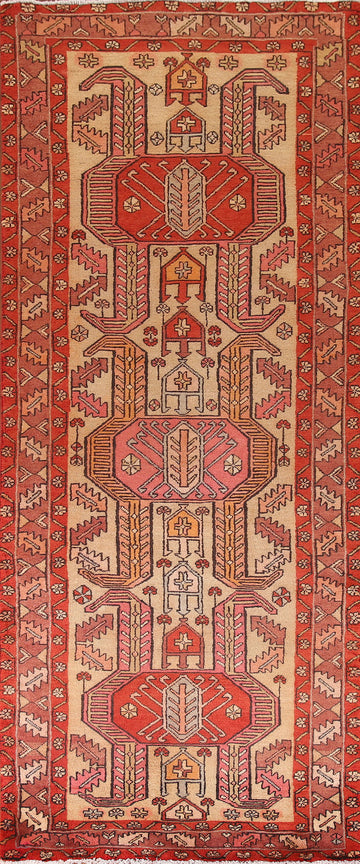 Tribal Wool Meshkin Persian Runner Rug 4x10