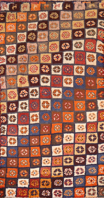 Checkered Gabbeh Persian Runner Rug 2x5