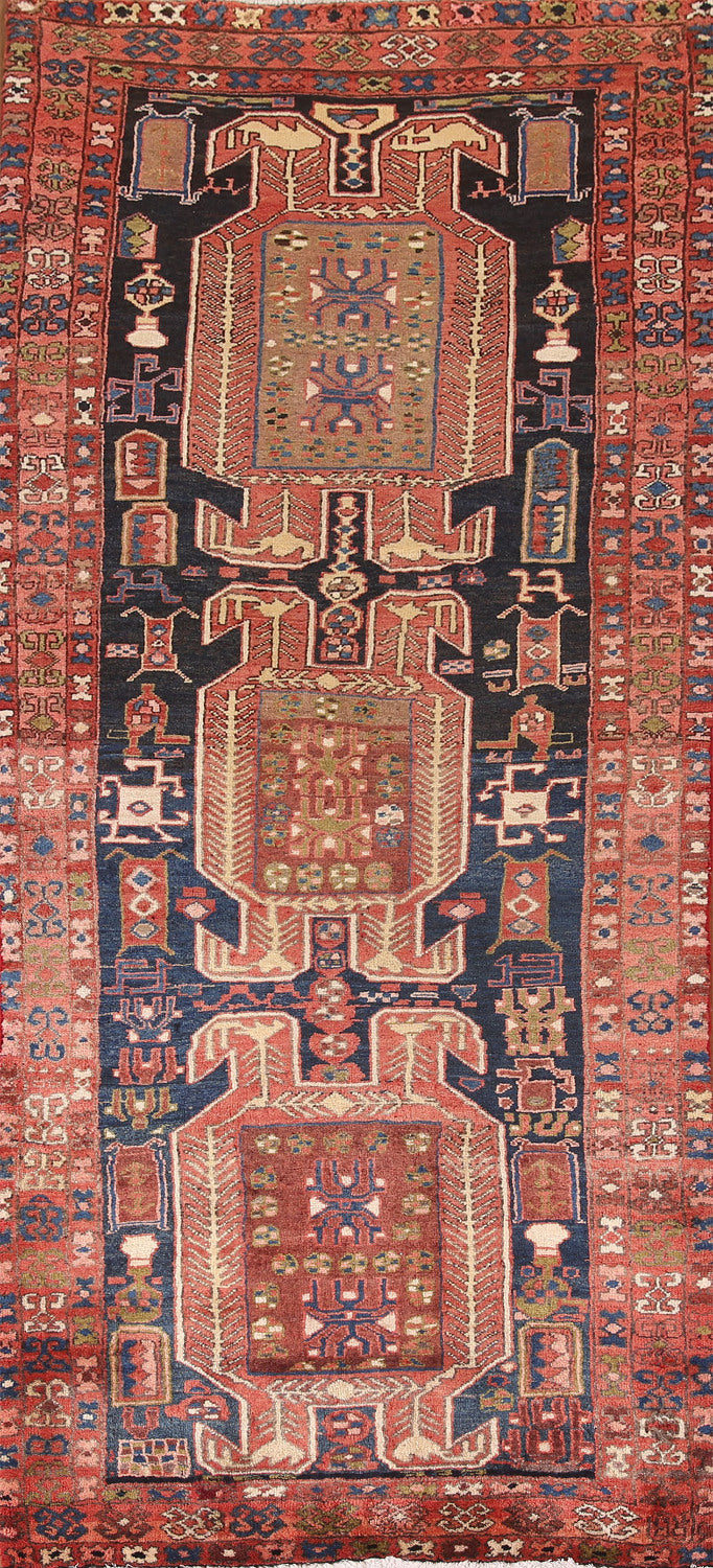 Tribal Geometric Meshkin Persian Runner Rug 3x9
