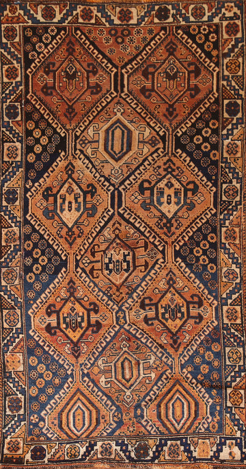 Tribal Wool Qashqai Persian Rug 4x8