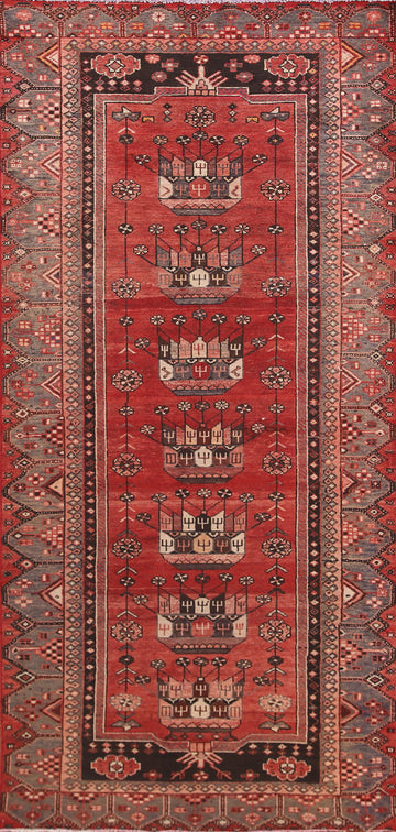 Geometric Hamedan Persian Runner Rug 4x9