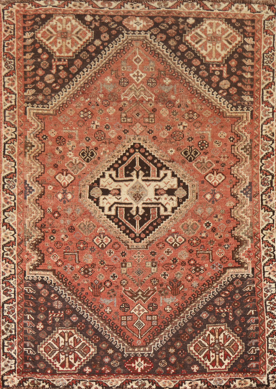 Vintage Tribal Qashqai Persian Rug 4x6