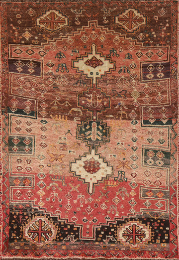 Tribal Wool Qashqai Persian Rug 4x6