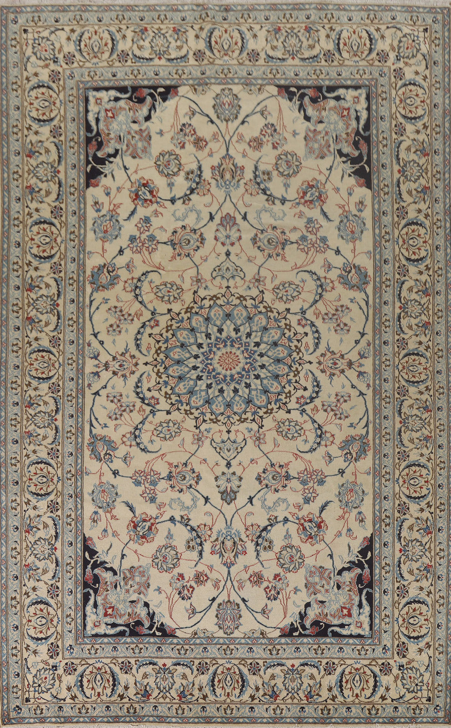 Silk & Wool Handmade Nain Persian Area Rug 7x10