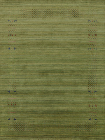 Striped Green Gabbeh Living Room Area Rug 8x10