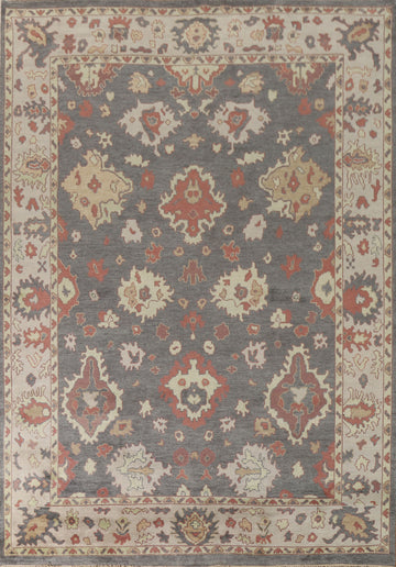 Gray Floral Oushak Oriental Area Rug 9x12