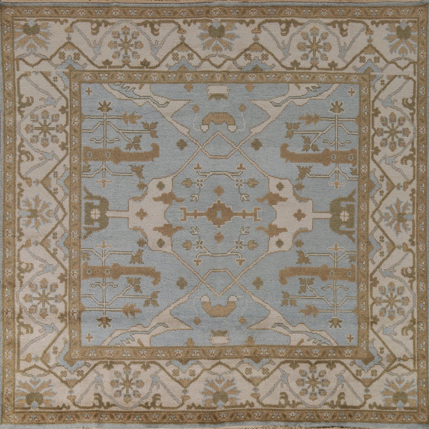 Blue Square Oushak Living Room Area Rug 8x8