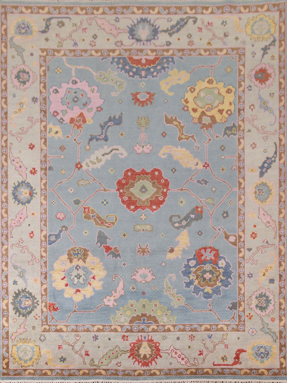 Light Blue Oushak Living Room Area Rug 8x10